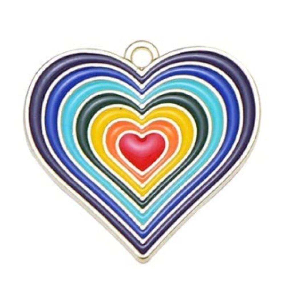 Rainbow Heart Bag Charm Accessory - Picture 2 of 8